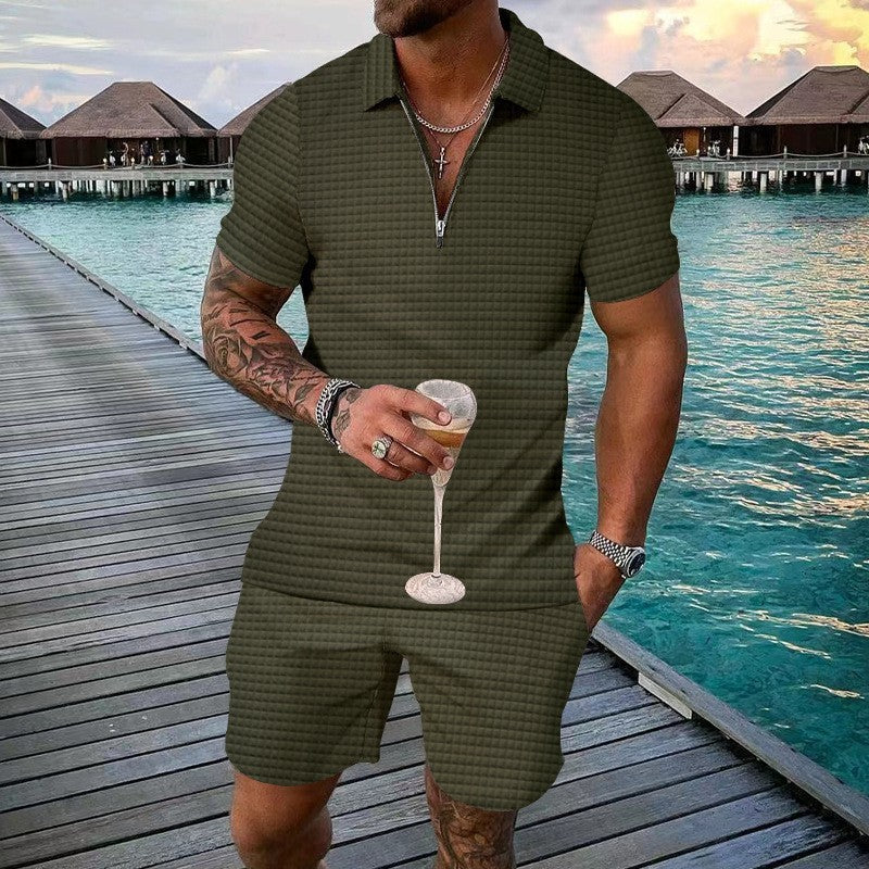 James | Men's Stylish Short Sleeve Zipper Set