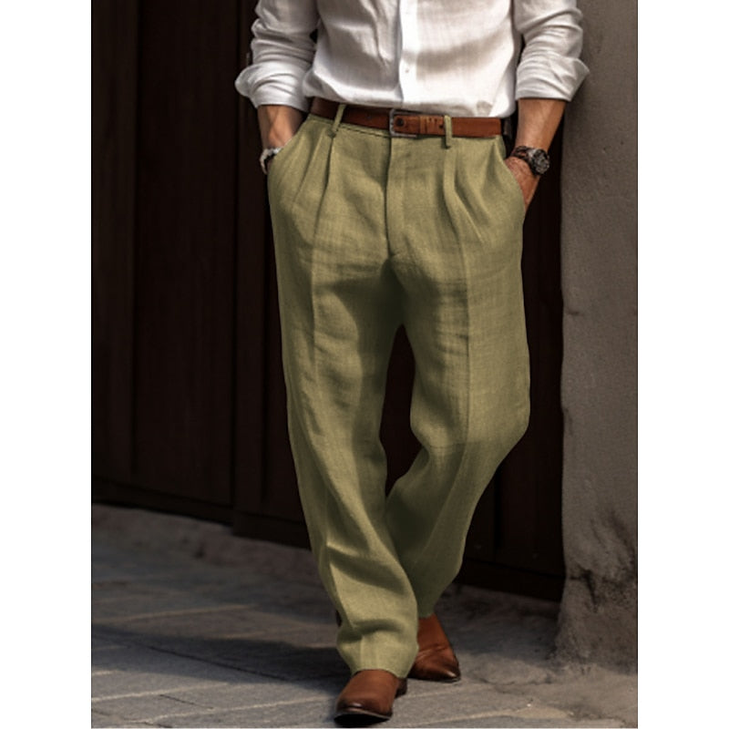 James | Men's Pleated Linen Trousers