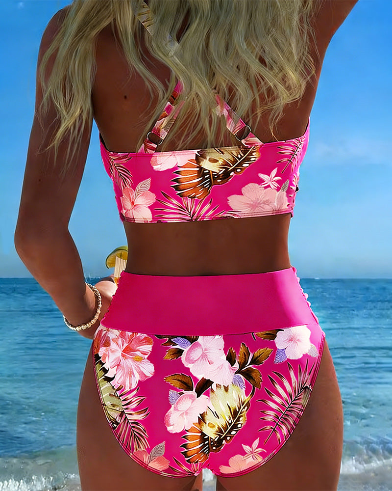 Julia | Bikini Contrast Fleurie Divisé