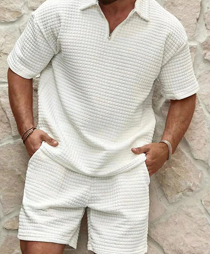 James | Men's Stylish Short Sleeve Zipper Set