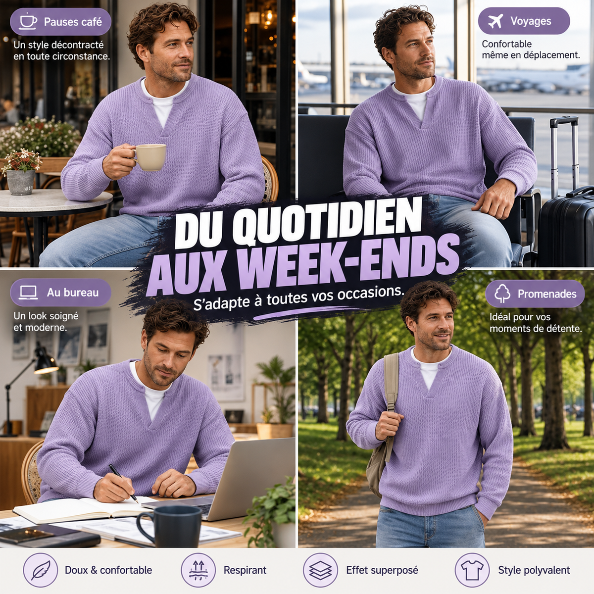 UNALIK™ | Pull Homme Gaufré Texturé