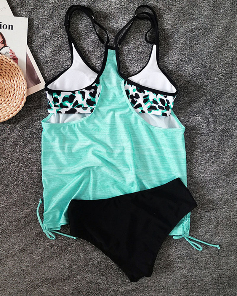 Josephine | Tankini uni avec motif léopard