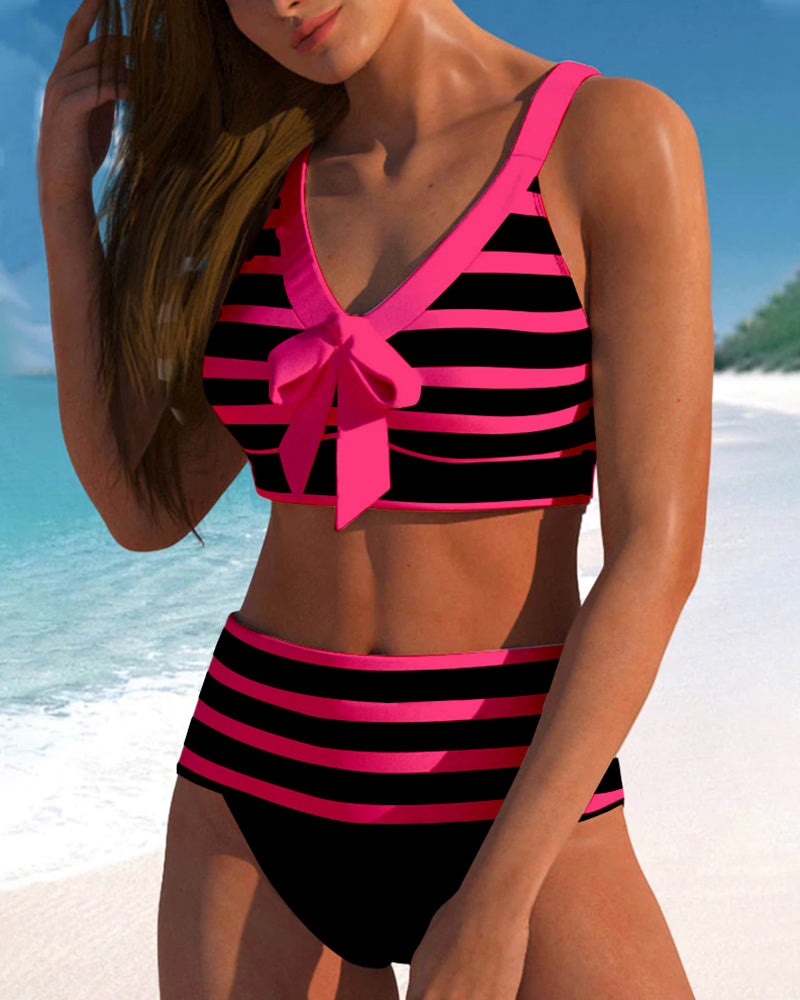 Sylvie | Bikini rayé taille haute