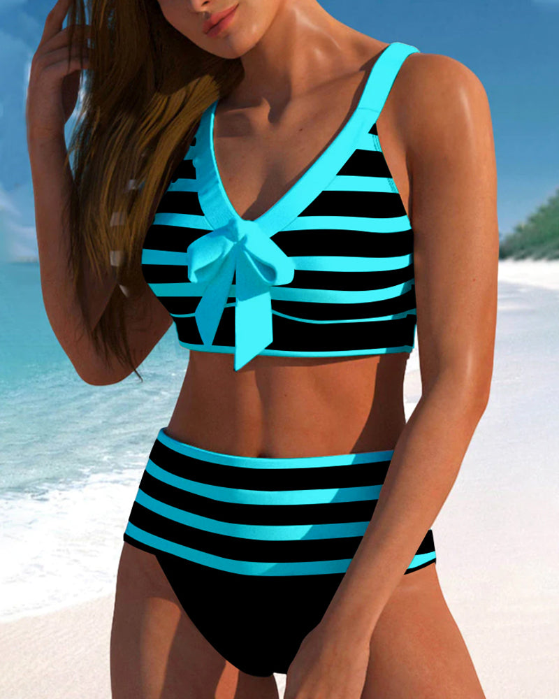 Sylvie | Bikini rayé taille haute
