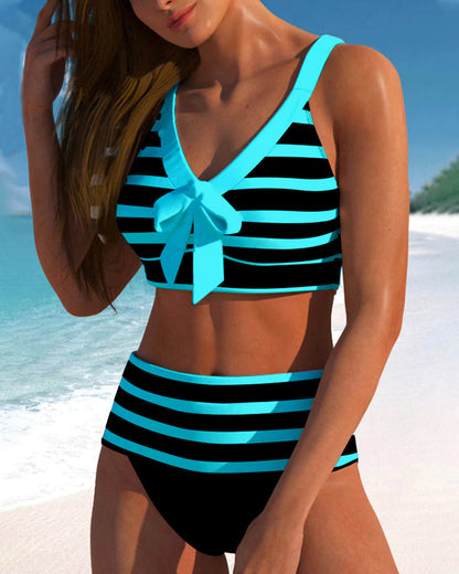 Sylvie | Bikini rayé taille haute