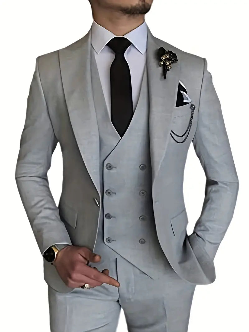 James | Men's Three-Piece Business Blazer, Vest, and Trouser Set
