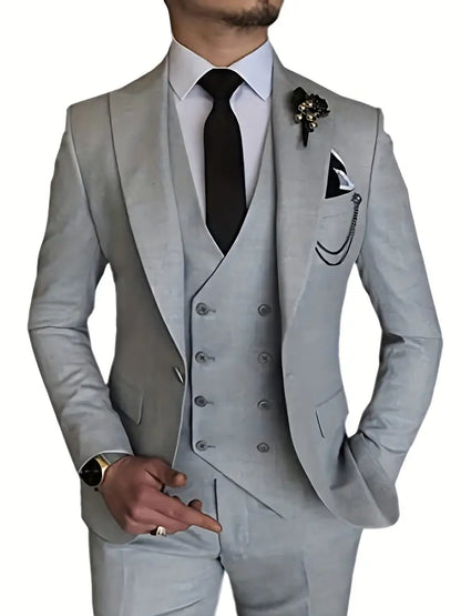 James | Men's Three-Piece Business Blazer, Vest, and Trouser Set