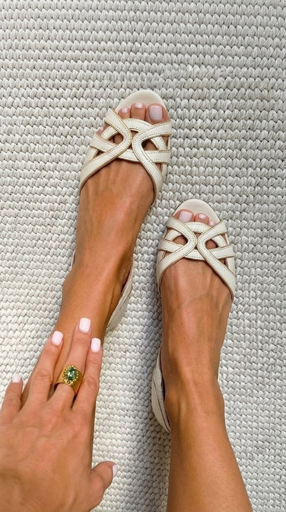 Camilla | Sandales Tressées Élégantes en Couleur Crème