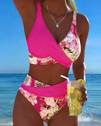 Julia | Bikini Contrast Fleurie Divisé