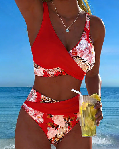 Julia | Bikini Contrast Fleurie Divisé