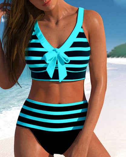 Sylvie | Bikini rayé taille haute