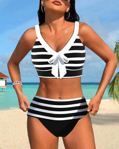Sylvie | Bikini rayé taille haute