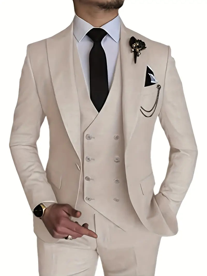 James | Men's Three-Piece Business Blazer, Vest, and Trouser Set