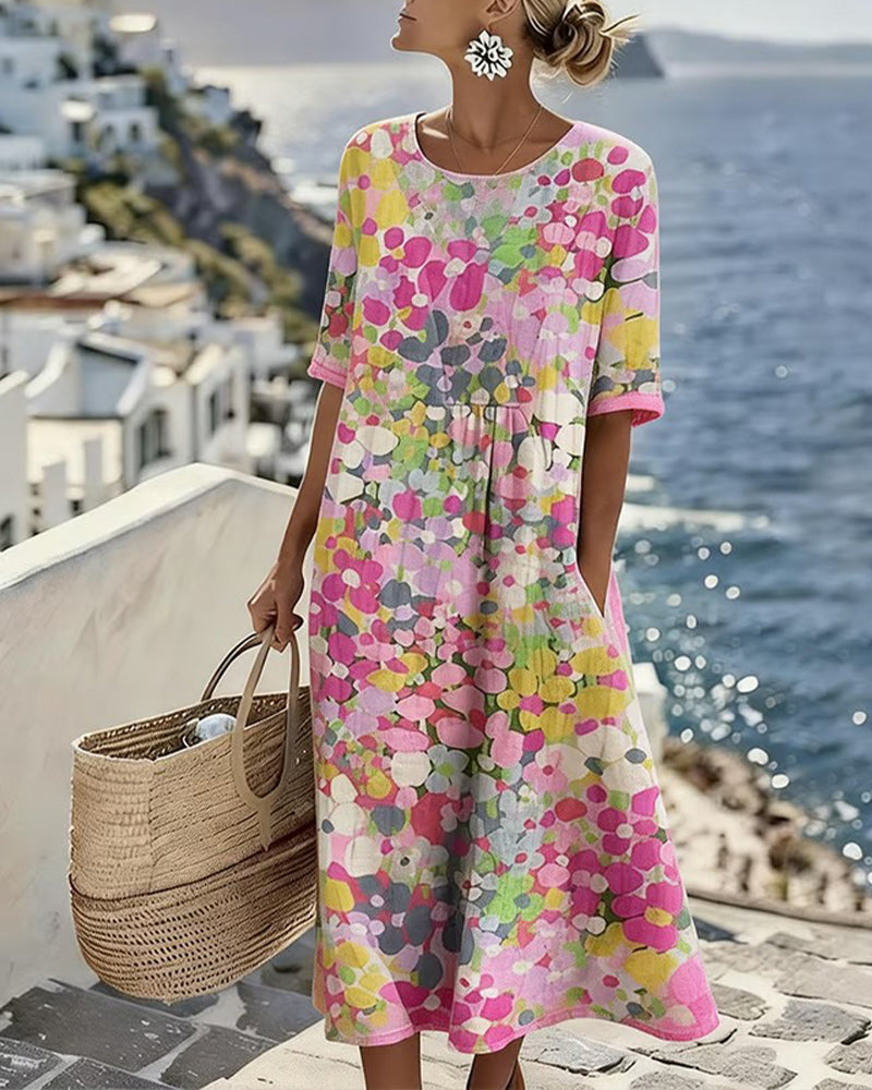 Flora | Robe midi fleurie décontractée