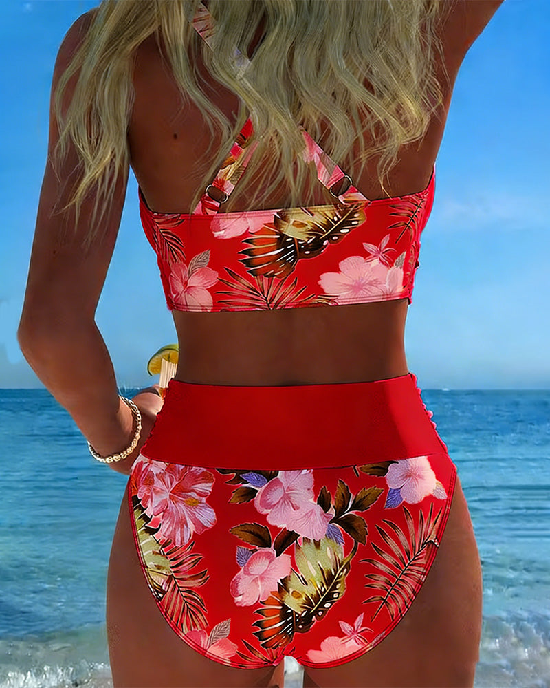 Julia | Bikini Contrast Fleurie Divisé