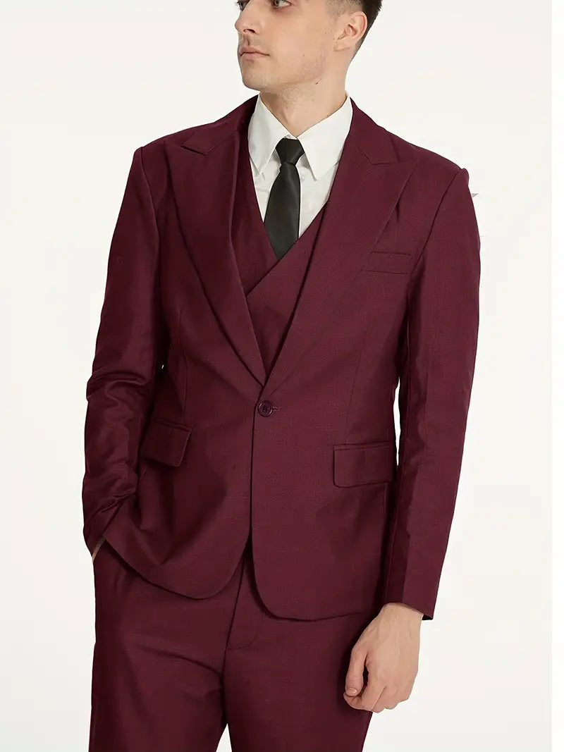 James | Men's Three-Piece Business Blazer, Vest, and Trouser Set