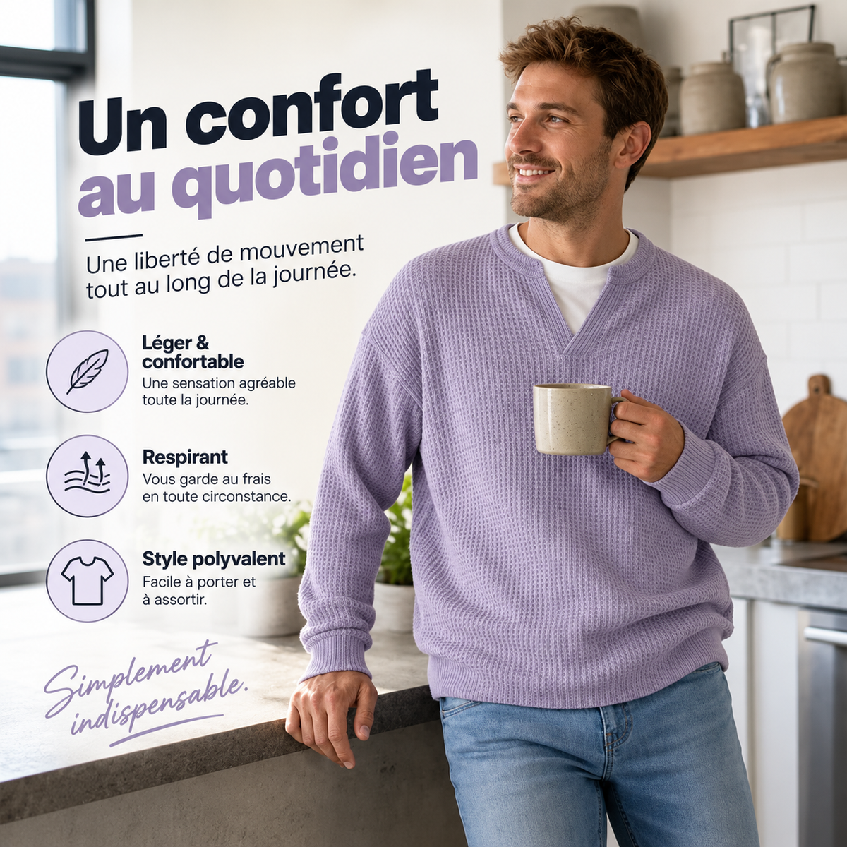 UNALIK™ | Pull Homme Gaufré Texturé