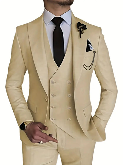 James | Men's Three-Piece Business Blazer, Vest, and Trouser Set