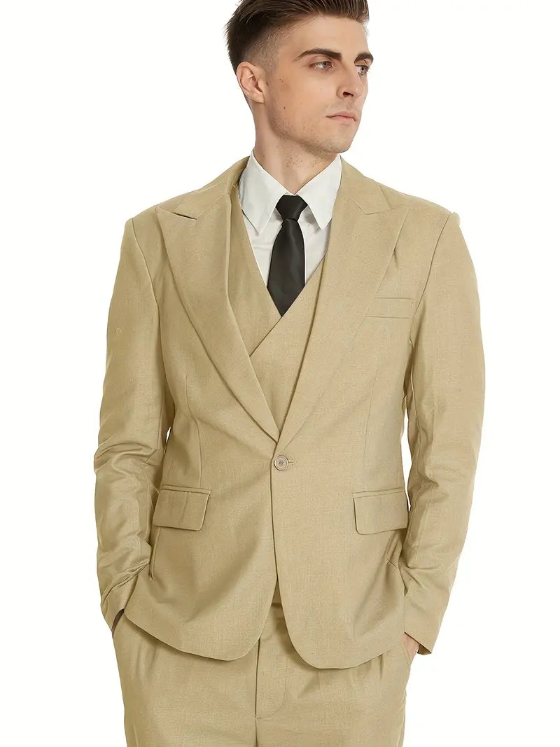 James | Men's Three-Piece Business Blazer, Vest, and Trouser Set