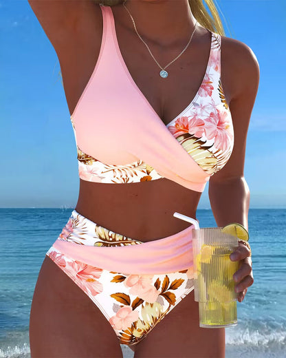 Julia | Bikini Contrast Fleurie Divisé