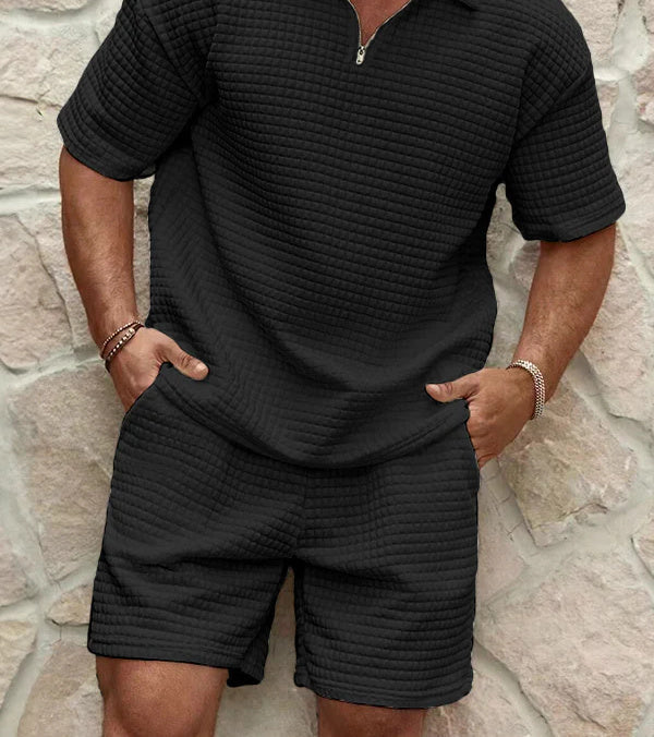 James | Men's Stylish Short Sleeve Zipper Set