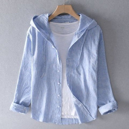 Zack | Men's Casual Long Sleeve Linen Shirt with Hood