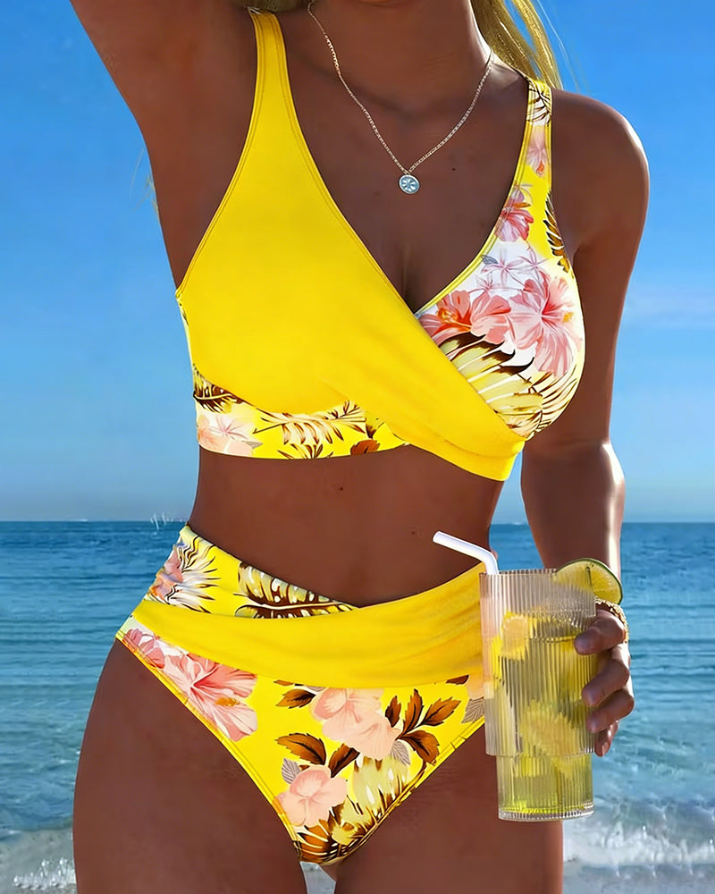 Julia | Bikini Contrast Fleurie Divisé
