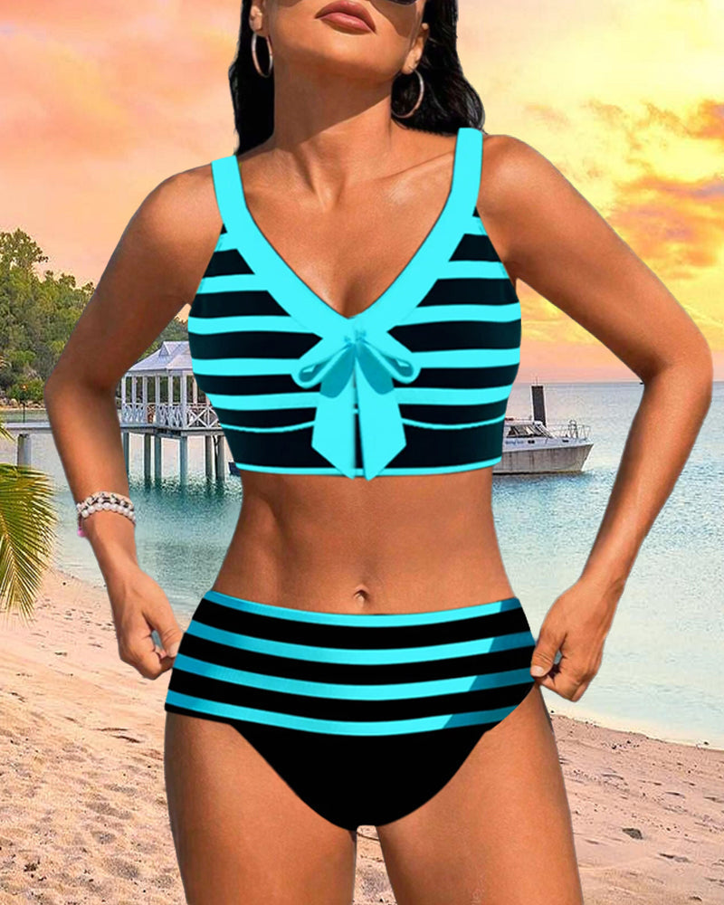 Sylvie | Bikini rayé taille haute