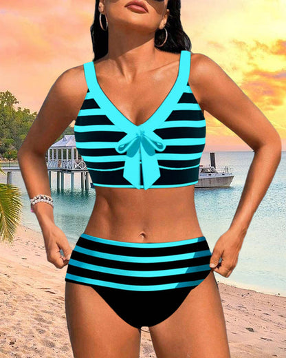 Sylvie | Bikini rayé taille haute