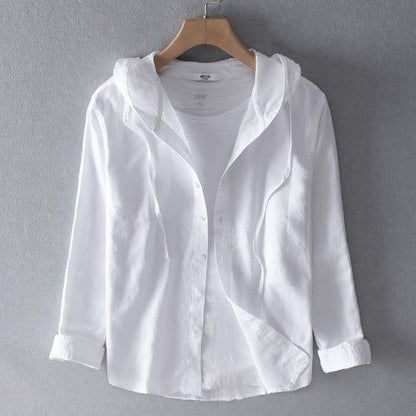 Zack | Men's Casual Long Sleeve Linen Shirt with Hood