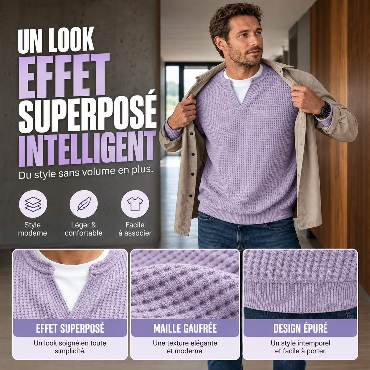 UNALIK™ | Pull Homme Gaufré Texturé