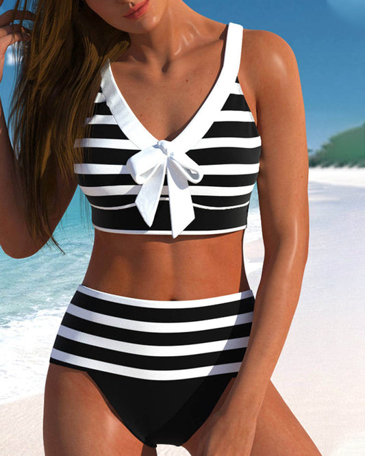 Sylvie | Bikini rayé taille haute