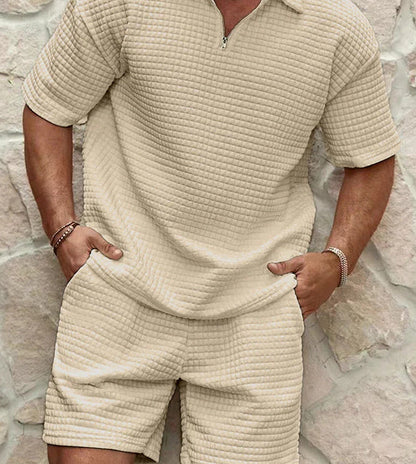 James | Men's Stylish Short Sleeve Zipper Set