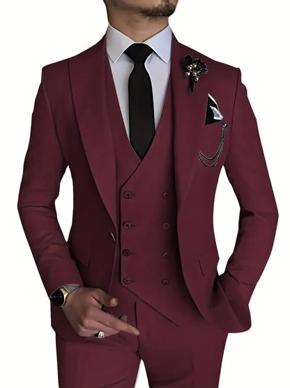 James | Men's Three-Piece Business Blazer, Vest, and Trouser Set