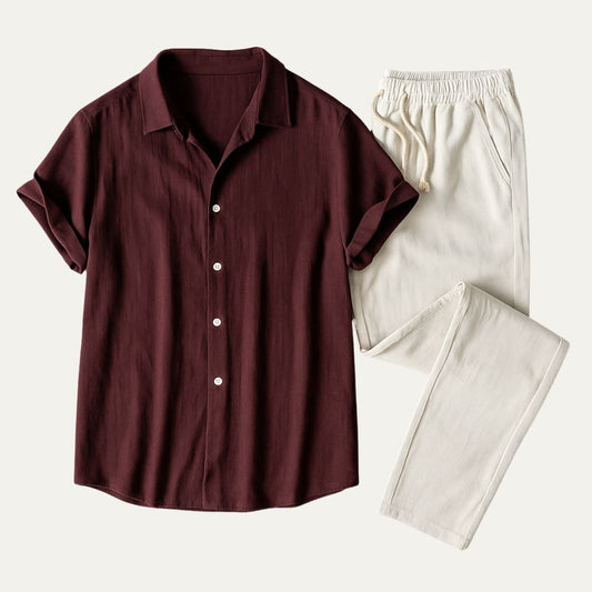 Amalfi | Men's Linen Shirt and Drawstring Pants Outfit