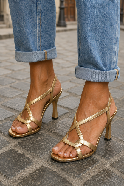 Elisabetta | Sandales d'Été Dorées Charme