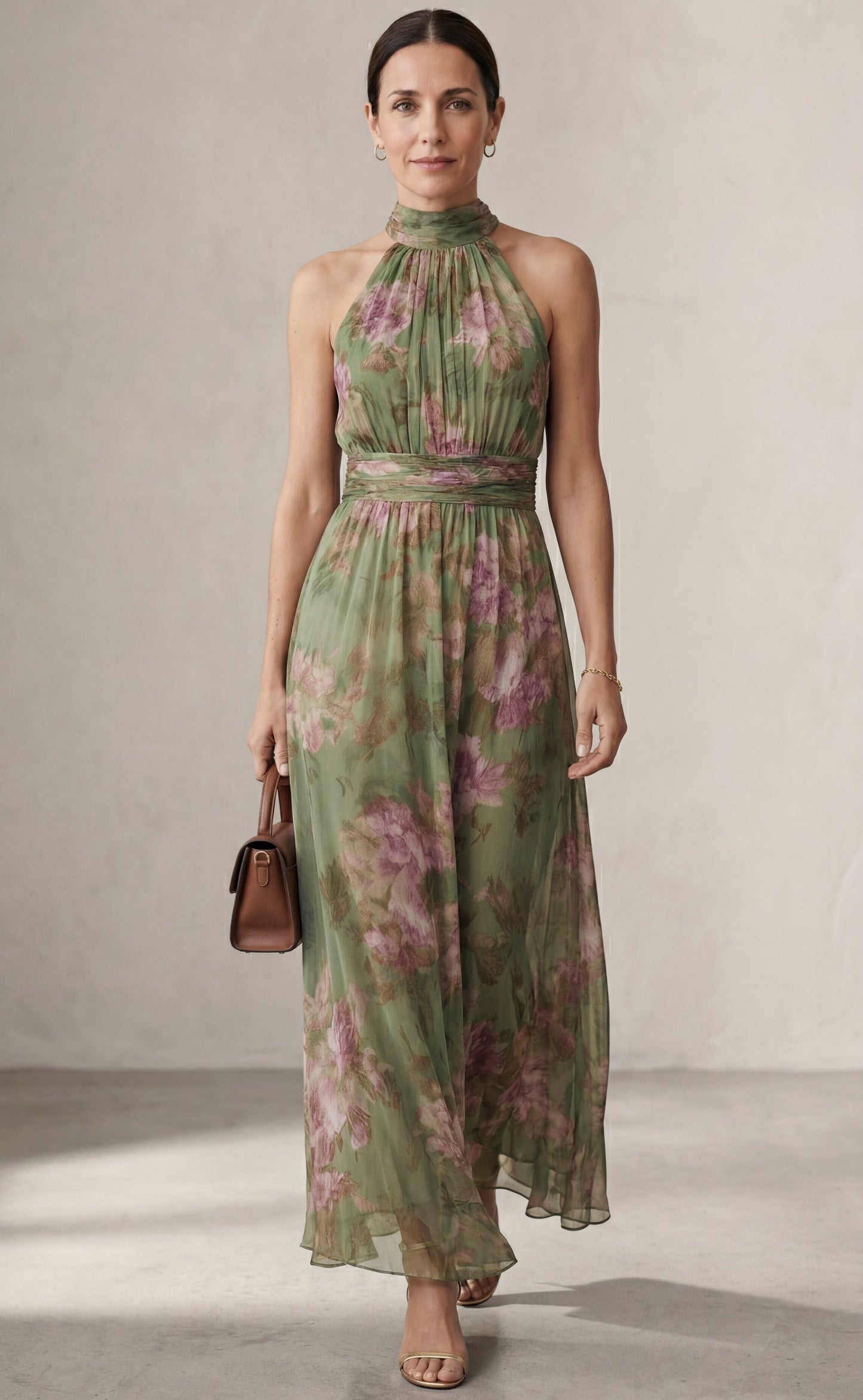Livia™ | Robe maxi halter florale élégante