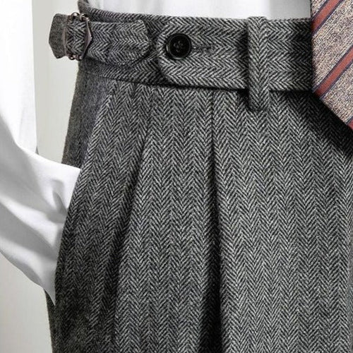 James | Men's Elegant Wool Trousers with Belt