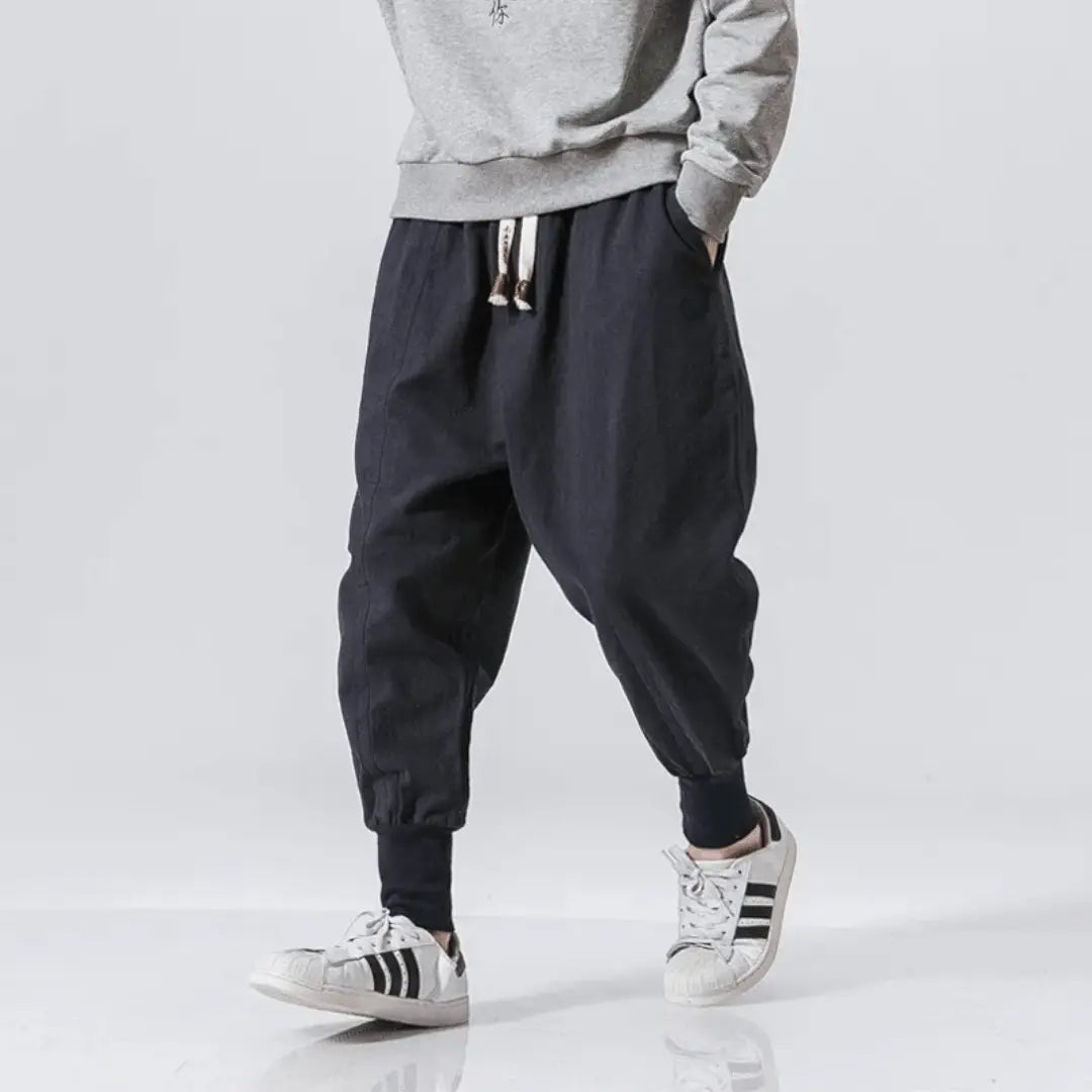 Kenji | Men’s Premium Cotton Blend Drop-Crotch Trousers