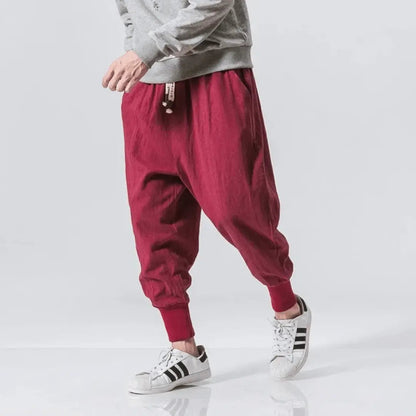 Kenji | Men’s Premium Cotton Blend Drop-Crotch Trousers