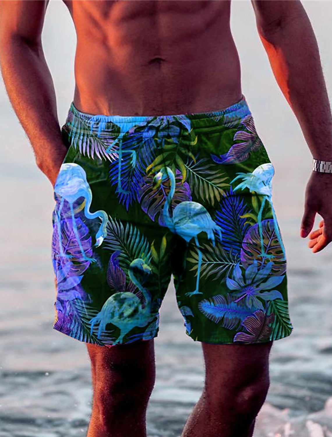 Jake | Men's Swim Shorts with Flamingo Design