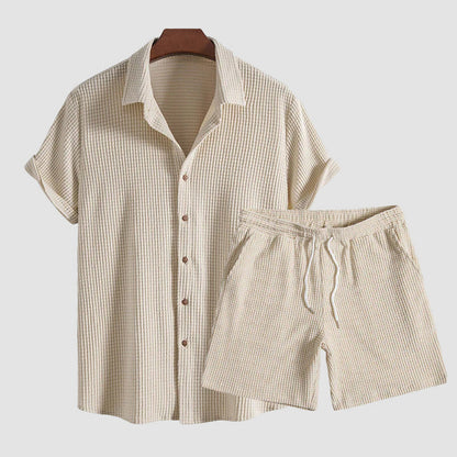 Louis Morel Casual Button-Up and Drawstring Shorts Set
