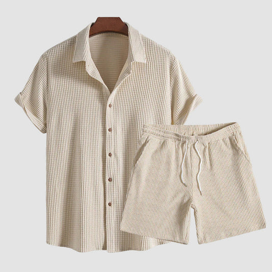 Louis Morel Casual Button-Up and Drawstring Shorts Set