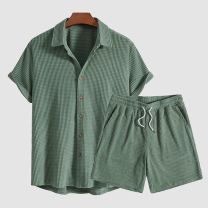 Louis Morel Casual Button-Up and Drawstring Shorts Set