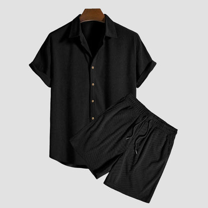 Louis Morel Casual Button-Up and Drawstring Shorts Set