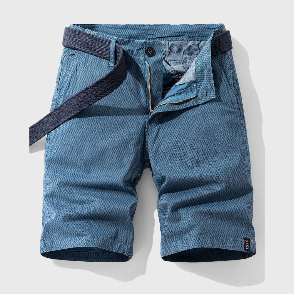 Louis Morel Patterned Casual Shorts with Belt