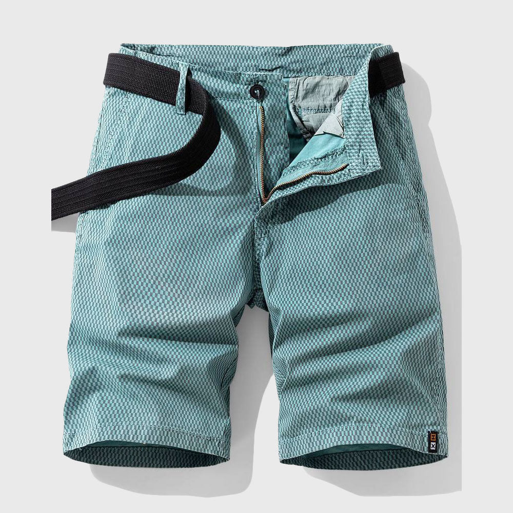 Louis Morel Patterned Casual Shorts with Belt