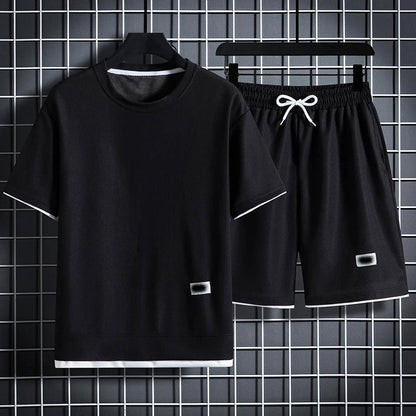 Louis Morel Textured Summer T-Shirt & Shorts Combo