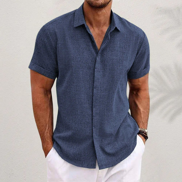 Oliveros | Men’s Short-Sleeve Cotton-Linen Casual Shirt