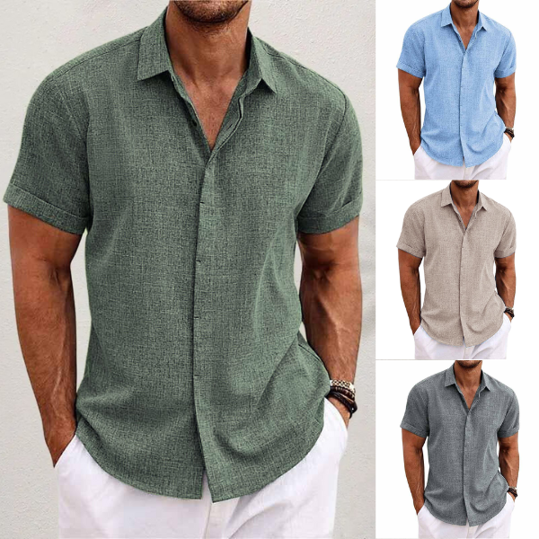 Oliveros | Men’s Short-Sleeve Cotton-Linen Casual Shirt